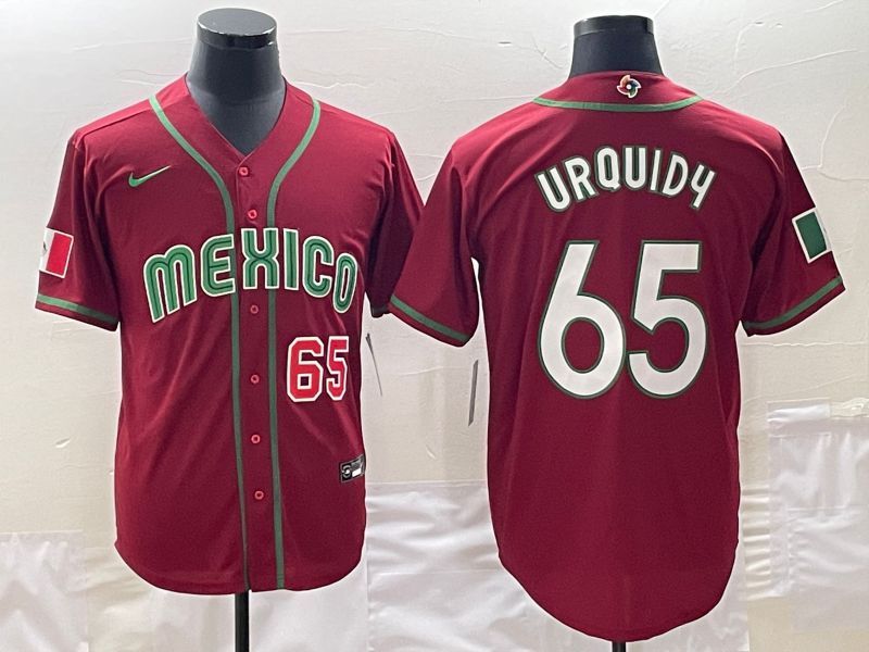 Men 2023 World Cub Mexico #65 Urquidu Red Nike MLB Jersey5
